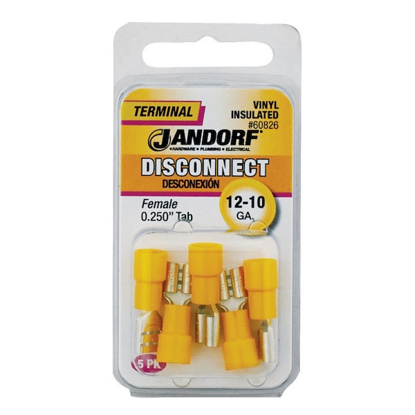 Jandorf Jandorf 12-10 Ga. Insulated Wire Female Disconnect Yellow 5 pk - 60826