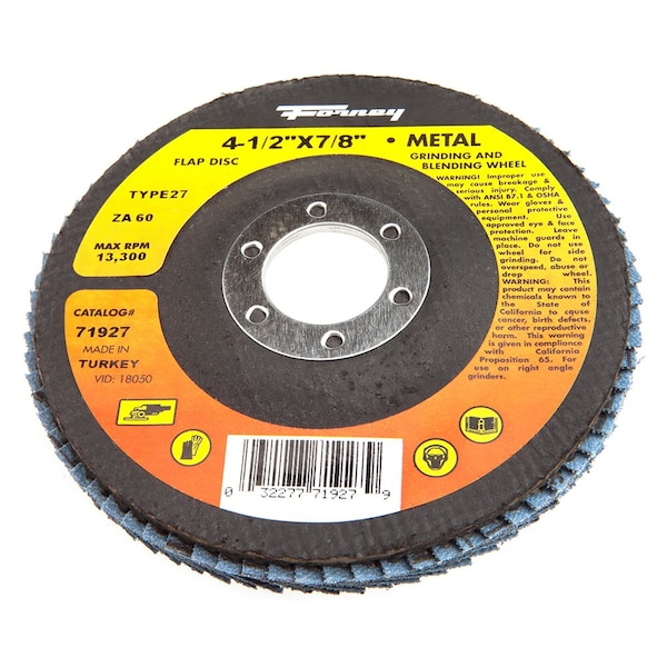 Disco de láminas Forney, Tipo 27, 4-1/2 pulgadas x 7/8 pulgadas, ZA60 - 71927