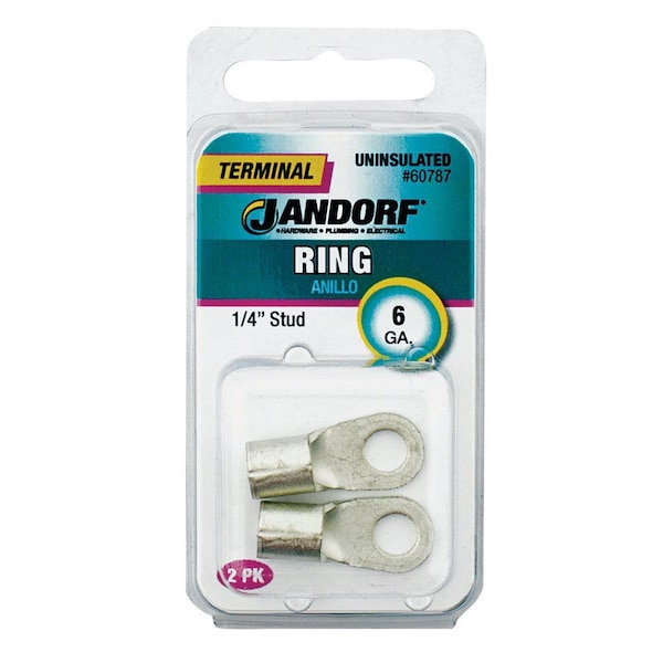 Jandorf Jandorf 6 Ga. Uninsulated Wire Terminal Ring Silver 2 pk - 60787
