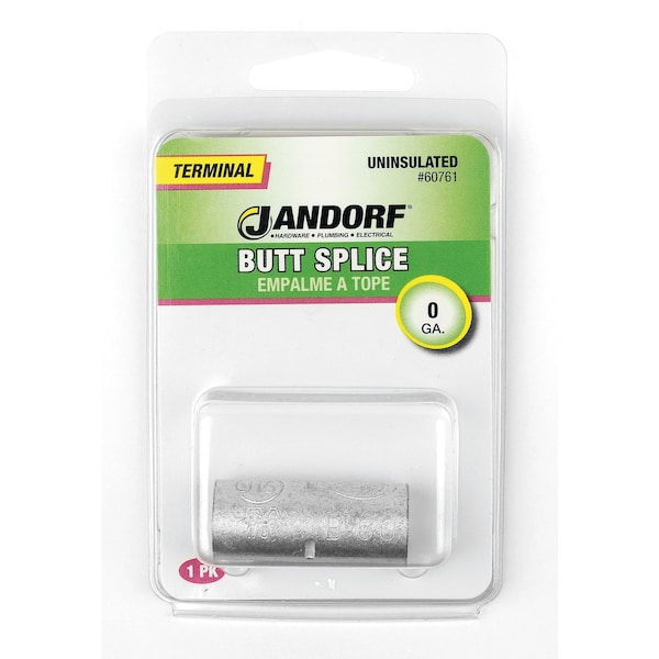 Jandorf Jandorf 1/0 Ga. Uninsulated Wire Terminal Butt Splice Silver 1 pk - 60761