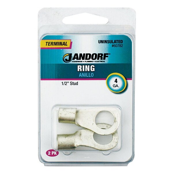 Jandorf Jandorf 4 Ga. Uninsulated Wire Terminal Ring Silver 2 pk - 60782