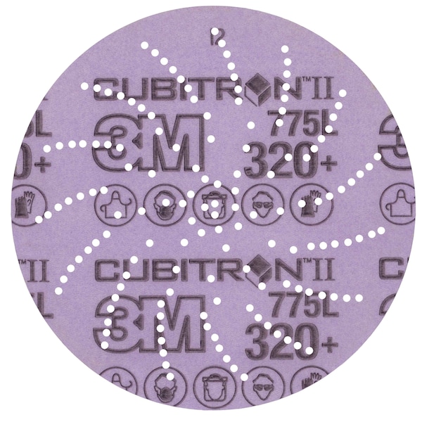 Disco de película de arena limpia 3M Cubitron, 5", 320+, Die500LG - 775L 850