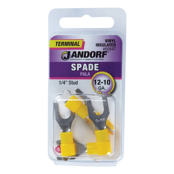Jandorf Jandorf 12-10 Ga. Insulated Wire Terminal Spade Yellow 5 pk - 60847