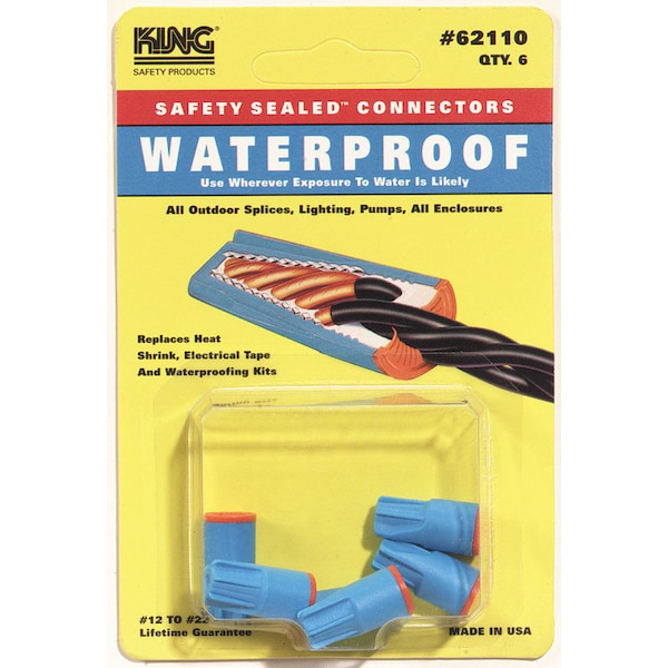 Dryconn King Innovation Dryconn Copper Wire Waterproof Wire Connector Aqua/Orange 6 pk - 62110