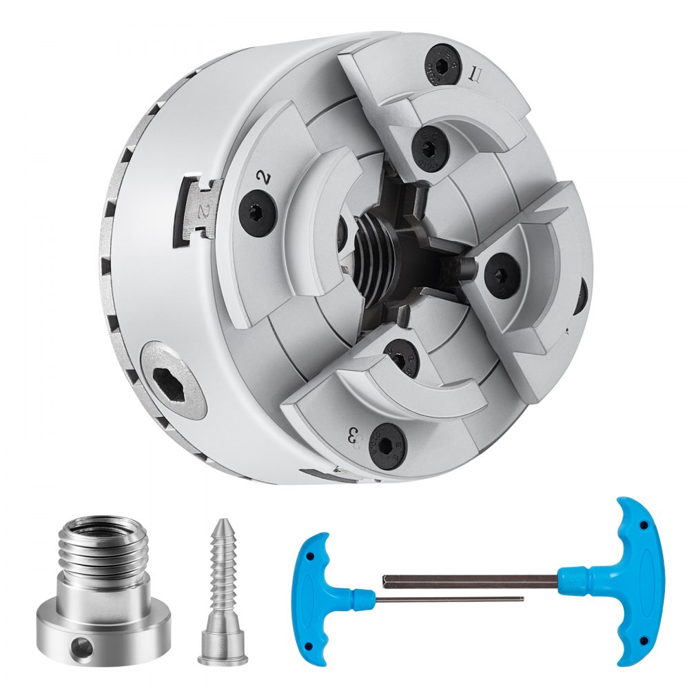 VEVOR KP96 Lathe Chuck, 4-Jaw 3.75" Diameter, Metal Lathe Chuck Turning Machine Accessories, Self-centering Tool, for Lathe, Precision Machining, Grinding Machines, Milling Machines - MGCCKP375YC0FQLQ0V0