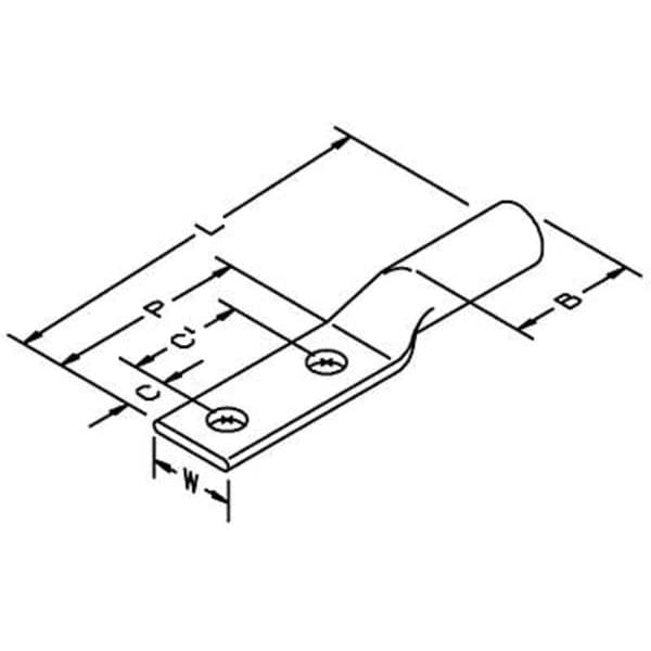 3M Two Hole Lug Connector, 500 kcmil, PK10 - 31166