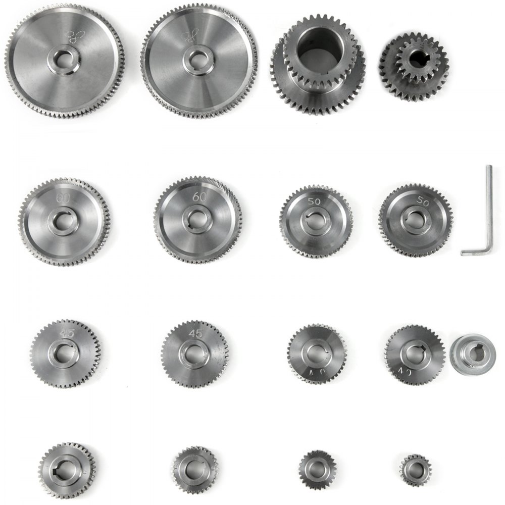 VEVOR 17pcs/Set CJ0618 Lathe Mini Lathe Gears Metal Cutting Machine Gears Lathe Gears Kit Metal Exchange Gear Mini Mill (17pcs) - CL0618CCCL17JT001V0