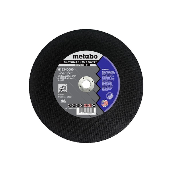 Disco de corte Metabo 14"X3/32"X1" - A30R Original LL - US616338000