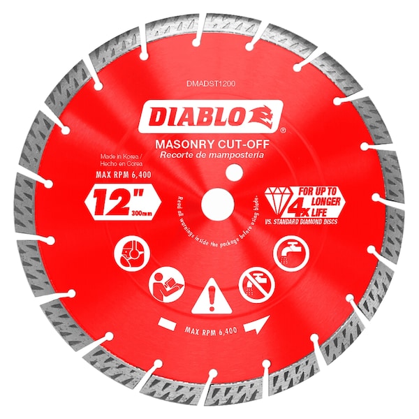 Diablo 12" Discos de corte turbo segmentados con diamante para albañilería - DMADST1200
