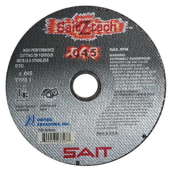 United Abrasives/Sait SAIT 23323 Z-Tech™ Ruedas de corte de alto rendimiento (Tipo 1/Tipo 41 Plano) 4" x .045" x 5/8" - 23323