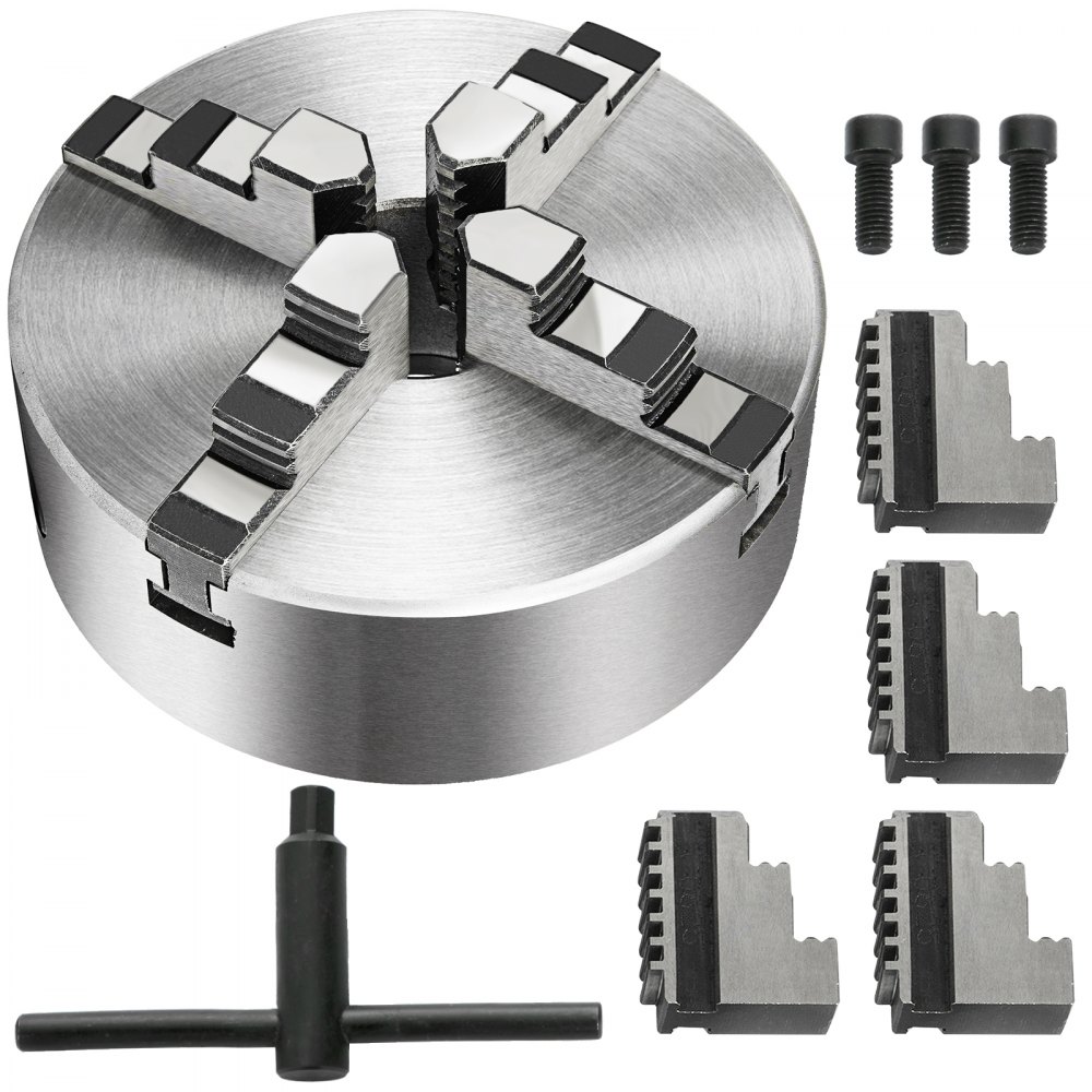 VEVOR Lathe Chuck K12-160 6 Inch 4-Jaw,Mini Lathe Chuck Quality Cast Iron Material,Lathe Chuck Self-centering With Two Sets Of Jaws,for Lathe Machine - KPK12-1604Z000001V0