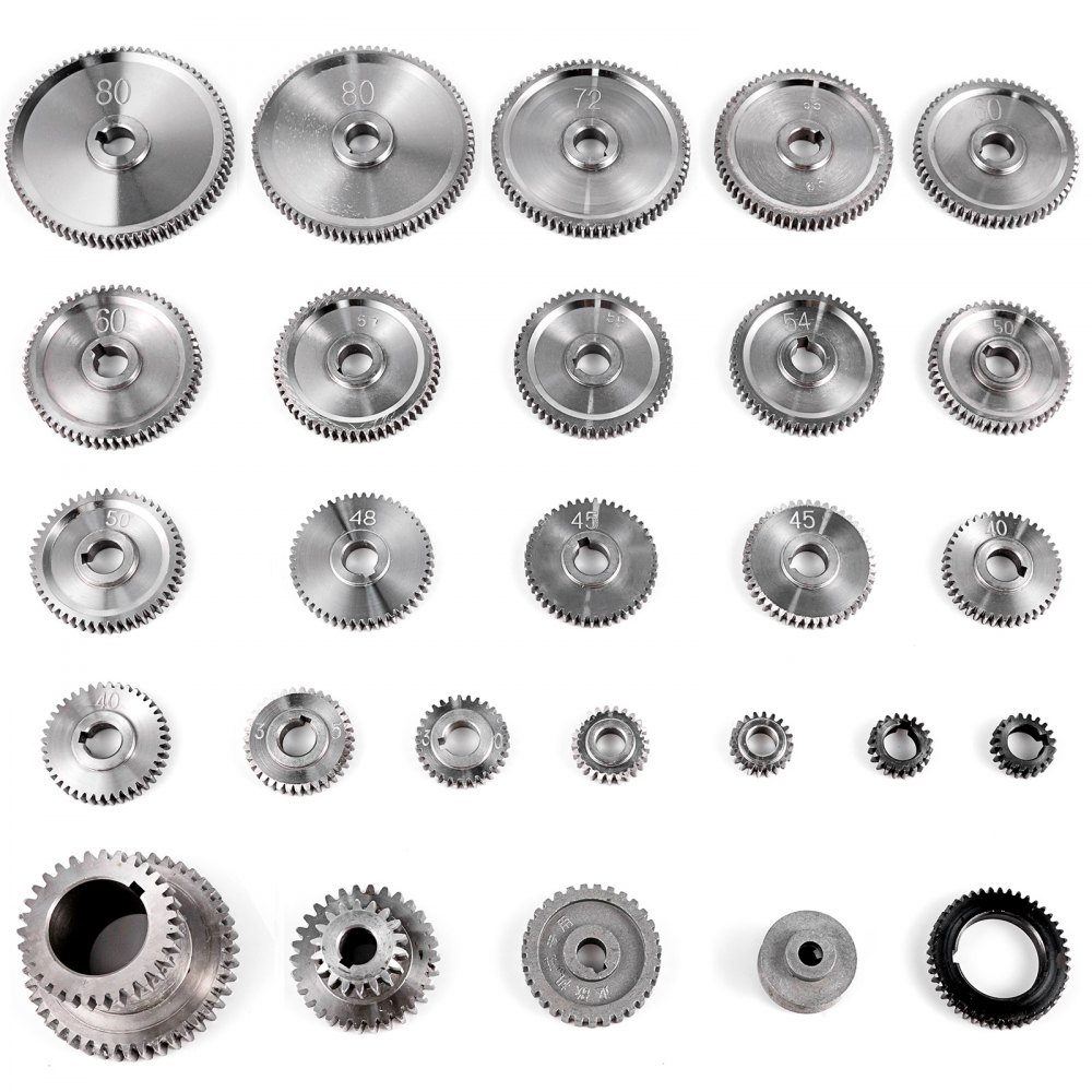 VEVOR 27PCS Metal Lathe Gears, Precise Mini Lathe Replacement Gears including Box Gear Set, Slotless Gears, Metal Motor Gears, Variable Gears, Belt Gear for CJ0618 Mini Lathes & Milling Machines - CL27JT06180000001V0