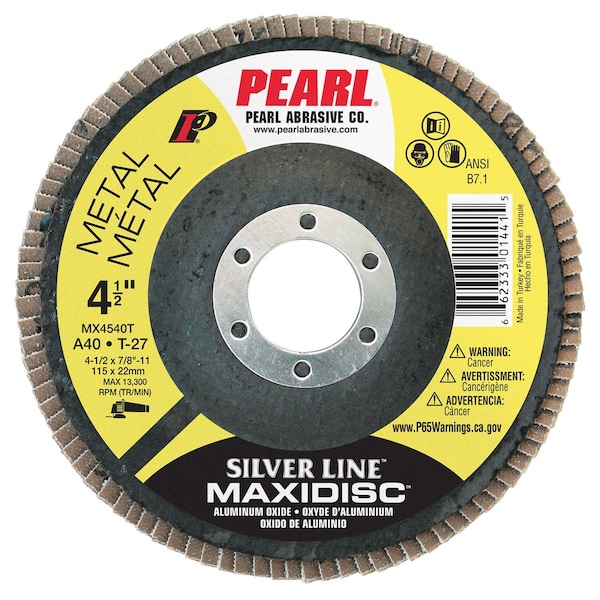 Disco de aletas Pearl Silver Line AO Maxidisc 4-1/2 x 7/8 A40 T-27 - MX4540T
