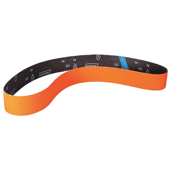 Lija recubierta Norton Abrasives, 2 1/2 pulg. de ancho, 60 pulg. de largo, 36 malla, Extra Gruesa, Cerámica, R980P Blaze, Naranja - 69957344963