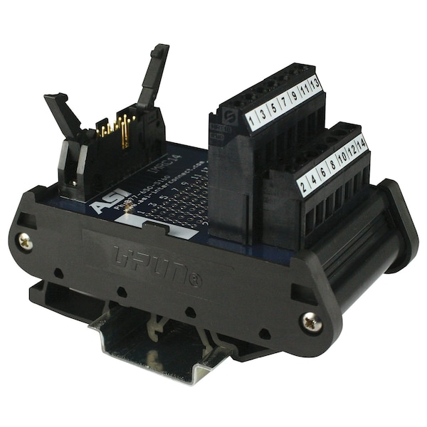 Asi 14 Pin Ribbon Cable Breakout Board, DIN Rail Mount 14 Pin IDC Connector To Screw Terminal Blocks - 10001