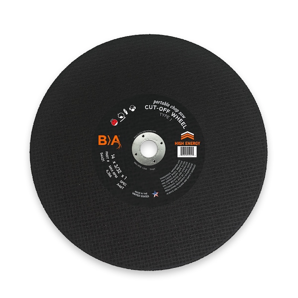 Rueda de corte para sierra tronzadora Bullard Abrasives, 14 x 3/32 x 1, T1, paquete de 10 - 54421