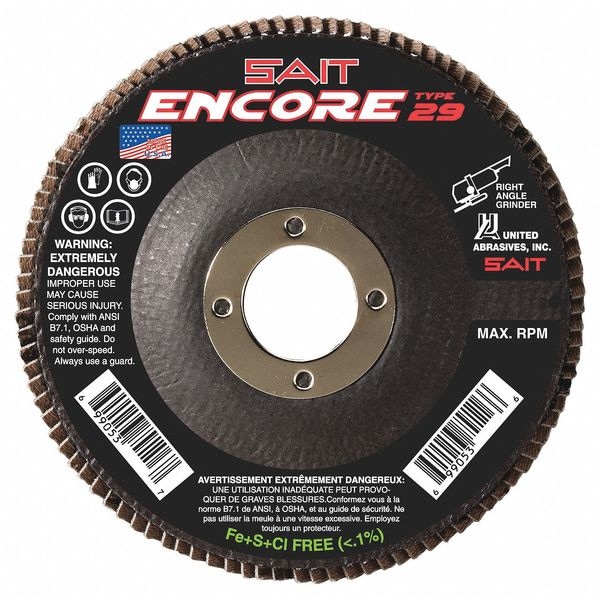 SAIT 79106 Encore Disco de Láminas con Respaldo de Fibra de Vidrio (Tipo 29) 4-1/2" x 7/8", 40 Granos, Paquete de 10 - 79106
