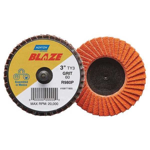 Disco de láminas Norton Abrasives, Fino, Grano 120, TY 3, 3 pulgadas, Blaze - 77696090154