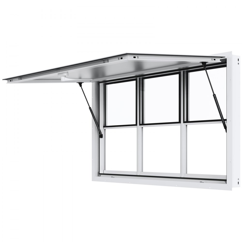 VEVOR Concession Window 60"x36", Aluminum Alloy Food Truck Service Window with Vertical Lifting Windows & Awning Door & Drag Hook, Up to 85 Degrees Serving Window for Food Trucks Concession Trailers - SXXCFWCK60X31CY7XV0