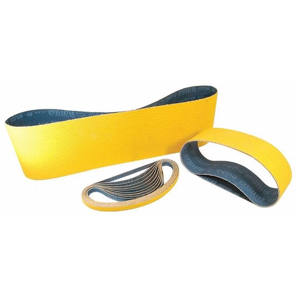Cinturón de lijado Arc Abrasives, recubierto, 2 pulgadas de ancho, 48 pulgadas de largo, 80 granos, Medio, Cerámico, Predator, Amarillo - 71-020048006