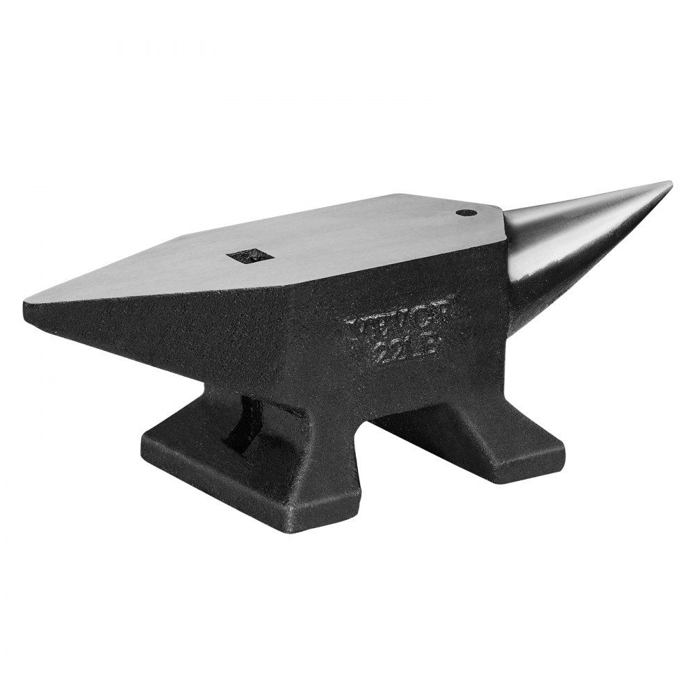 Yunque de cuerno único VEVOR, yunque de acero fundido de 22 libras, herrero de yunque de cuerno redondo resistente de alta dureza, encimera grande y base estable, con orificio redondo y cuadrado, herramienta de herrero para doblar y dar forma - ZT22LBITALIANJYDMV0