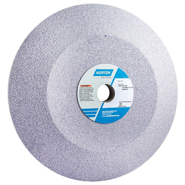 Rueda de esmeril Norton Abrasives, 10 pulgadas de diámetro, Aluminio Oxidado, Mediana, 2485 rpm - 66253161196.