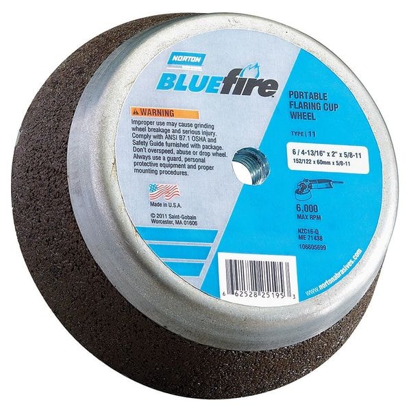 Rueda cónica de esmeril Norton Abrasives, Tipo 11, Diám. de la cara de 5 pulgadas - 66253146920