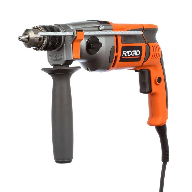 Taladro percutor eléctrico RIDGID de 8.5 amperios con cable de 1/2 pulgadas, modelo Heavy-Duty - R50111