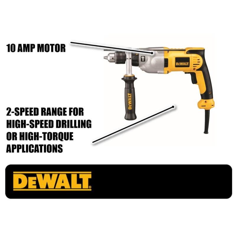 DEWALT Taladro percutor a pistola reversible de velocidad variable de 1/2 pulgadas y 10 amperes - DWD520