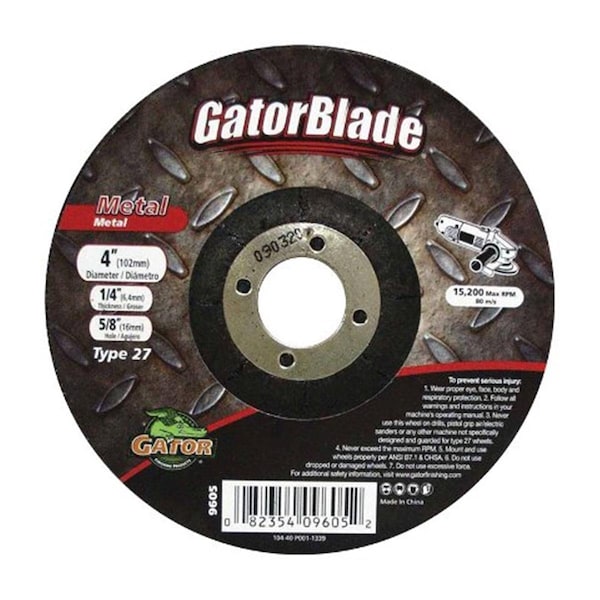 Rueda de desbaste de metal Gator Grit 9605 de 4 x 025 x 064 pulgadas - 2463610