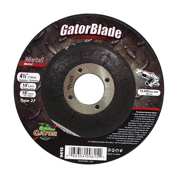 Rueda de rectificado Gator Grit 9615 de 45 x 0.25 x 0.88 pulgadas - 2463826
