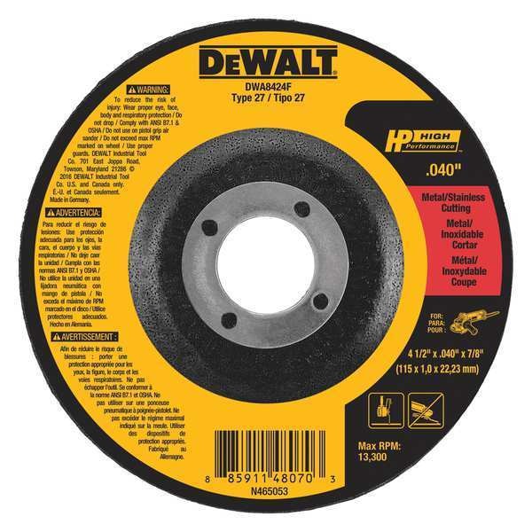 Rueda de corte Dewalt 4-1/2 x .040 x 7/8 T27 HP - DWA8424F
