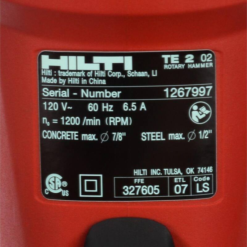 Kit de taladro percutor Hilti TE 2 120V SDS-Plus - 3497788