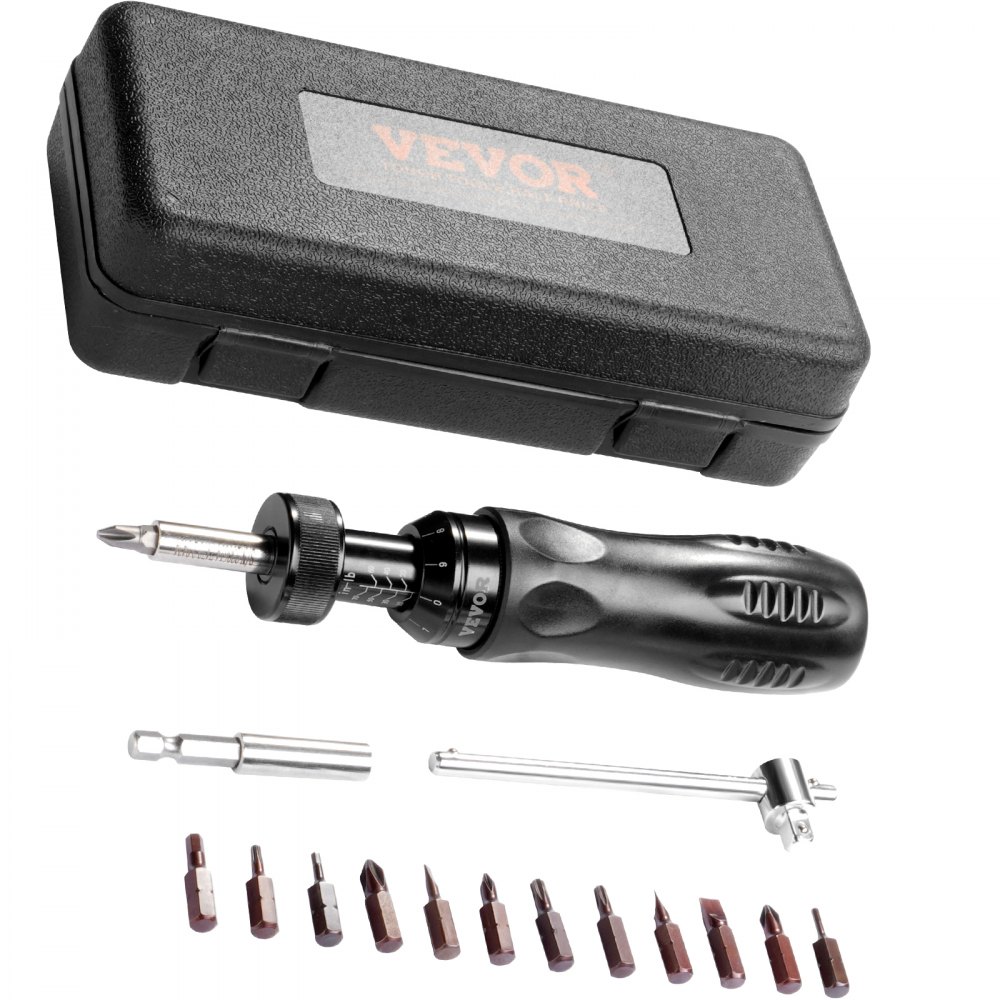VEVOR Torque Screwdriver, 1/4" Drive Screwdriver Torque Wrench, Electrician Torque Screwdriver with Scale, 10-70 in/lbs Torque Range, 1 in-lbs Torque Increment Torque Screwdriver with Bits & Case - NJLSDKDKY1070TJWYV0
