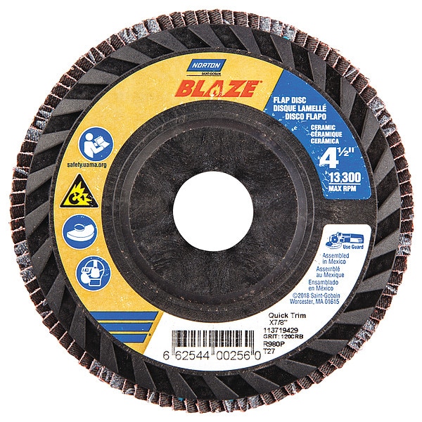 Disco de láminas Norton Abrasives, 4 1/2 pulgadas x 120 granos, 7/8 - 66254400256