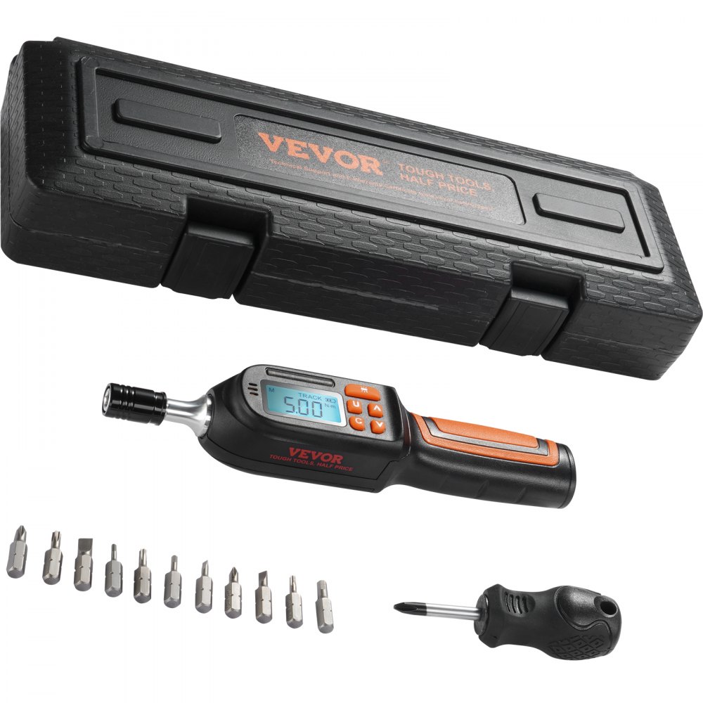 VEVOR Digital Torque Screwdriver, 1/4" Drive Screwdriver Torque Wrench, Electrician Torque Screwdriver with LCD, 2.65-70.67 in-lbs Torque Range, 0.01 N.m Increment Torque Screwdriver with Bits & Case - NJLSDSXK26670HHEWV0