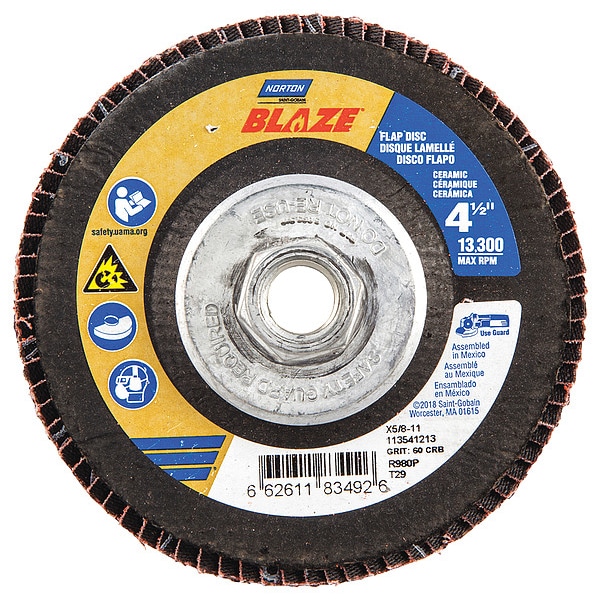 Disco de láminas para montaje en eje Norton Abrasives, 4-1/2 pulgadas, 60, Med. - 66261183492