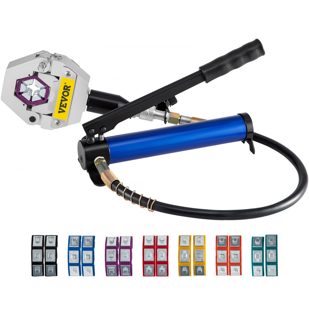 VEVOR Manually Operated AC Hose Crimper FS-7842B Separable Hydraulic Hose Crimper Kit Manual Piston Valve For Aluminum Pump Air Conditioning Repair with 7 Dies Whole Set Handheld AC Hose - YGQYYFLSPLB000001V0