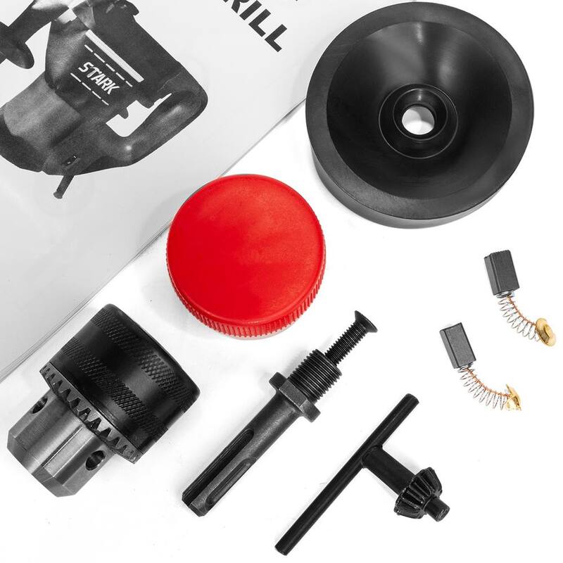 Martillo rotativo eléctrico con cable Stark de 8.3 amperios y 1/2 pulgada SDS-Plus con juego de brocas para cincel - 45351-H