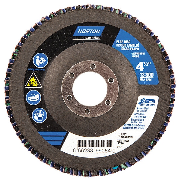 Disco de Aletas Norton Abrasives, 4 1/2 pulgadas x 60 granos, 7/8 - 66623399064