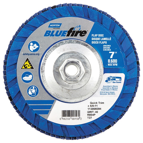 Disco de aletas Norton Abrasives, 7 pulgadas x 40 mallas, 5/8-11 - 66623399156