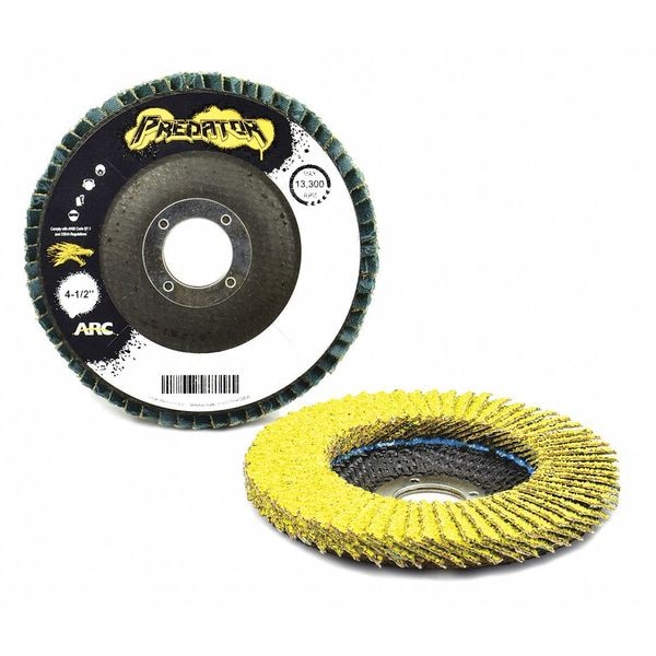 Arc Abrasives 4-1/2" x 7/8" T27 - Disco de aletas de fibra de vidrio PREDATOR de cara plana, grano 40 - 71-10824FF