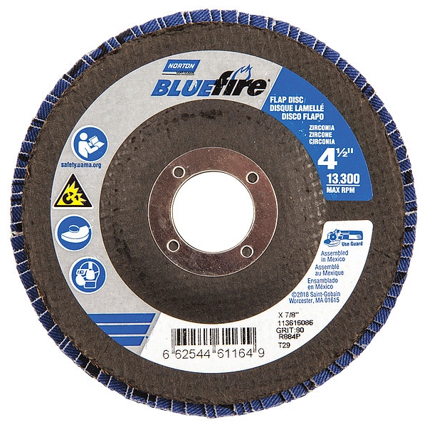 Disco de Láminas Norton Abrasives, 4 1/2 pulgadas x 80 granos, 7/8 - 66254461164.