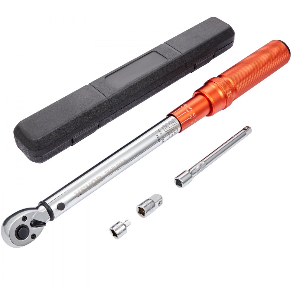 VEVOR Torque Wrench, 3/8-inch Drive Click Torque Wrench 10-80ft.lb/14-110n.m, Dual-Direction Adjustable Torque Wrench Set, Mechanical Dual Range Scales Torque Wrench Kit with Adapters Extension Rod - DJSNLBSKDSSZNSCSYV0