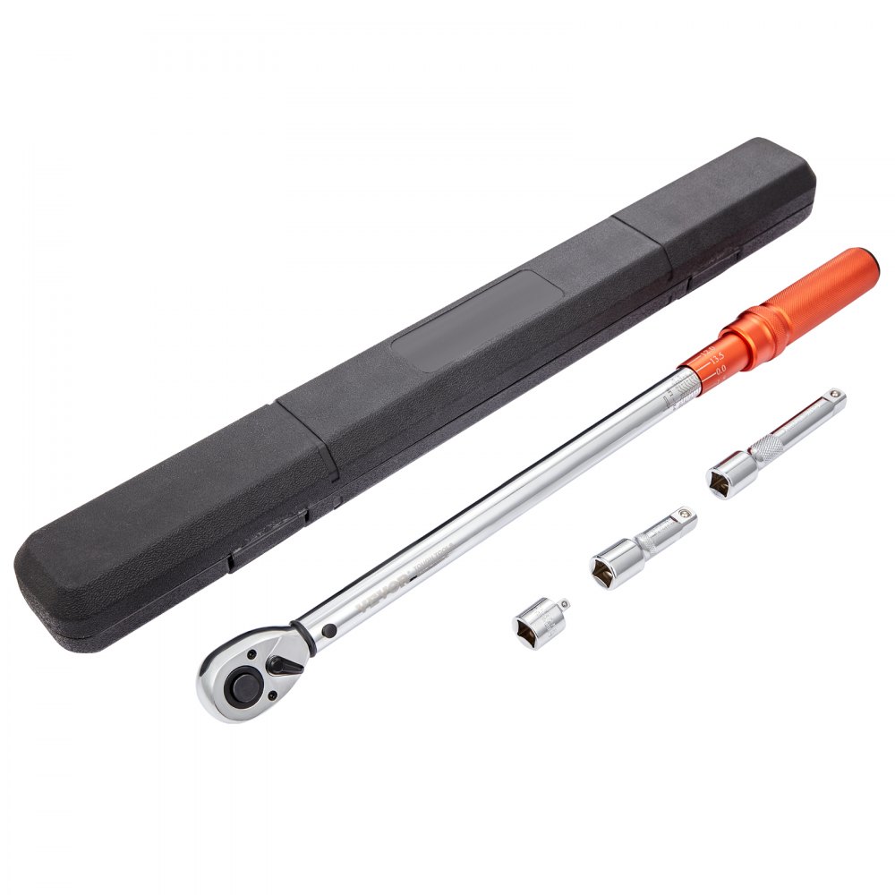 VEVOR Torque Wrench, 1/2-inch Drive Click Torque Wrench 20-250ft.lb/34-340n.m, Dual-Direction Adjustable Torque Wrench Set, Mechanical Dual Range Scales Torque Wrench Kit with Adapters Extension Rod - DJSNLBSKDSSZNYVHFV0
