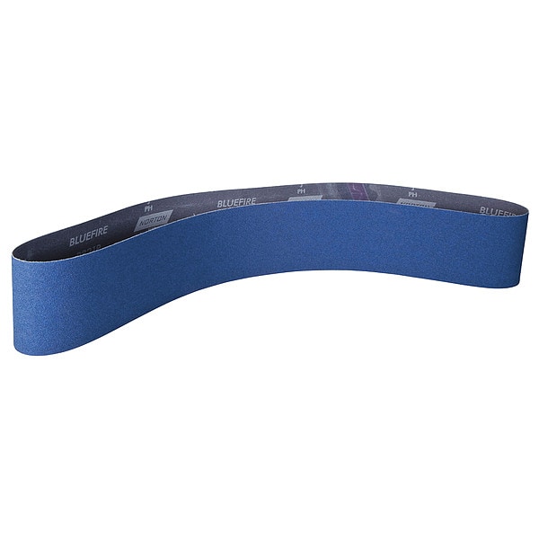 Bandas de lija Norton Abrasives, recubiertas, 2 1/2 pulgadas de ancho, 60 pulgadas de largo, grano 60, grueso, alúmina de circonio, BlueFire R821P, Azul - 78072727232
