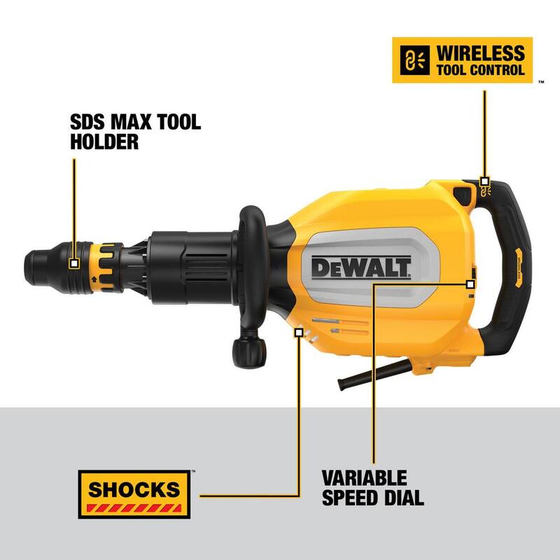 Martillo demoledor en línea DEWALT de 27 libras con SDS MAX de 3/4 de pulgada y 15 amperios - Kit D25911K.