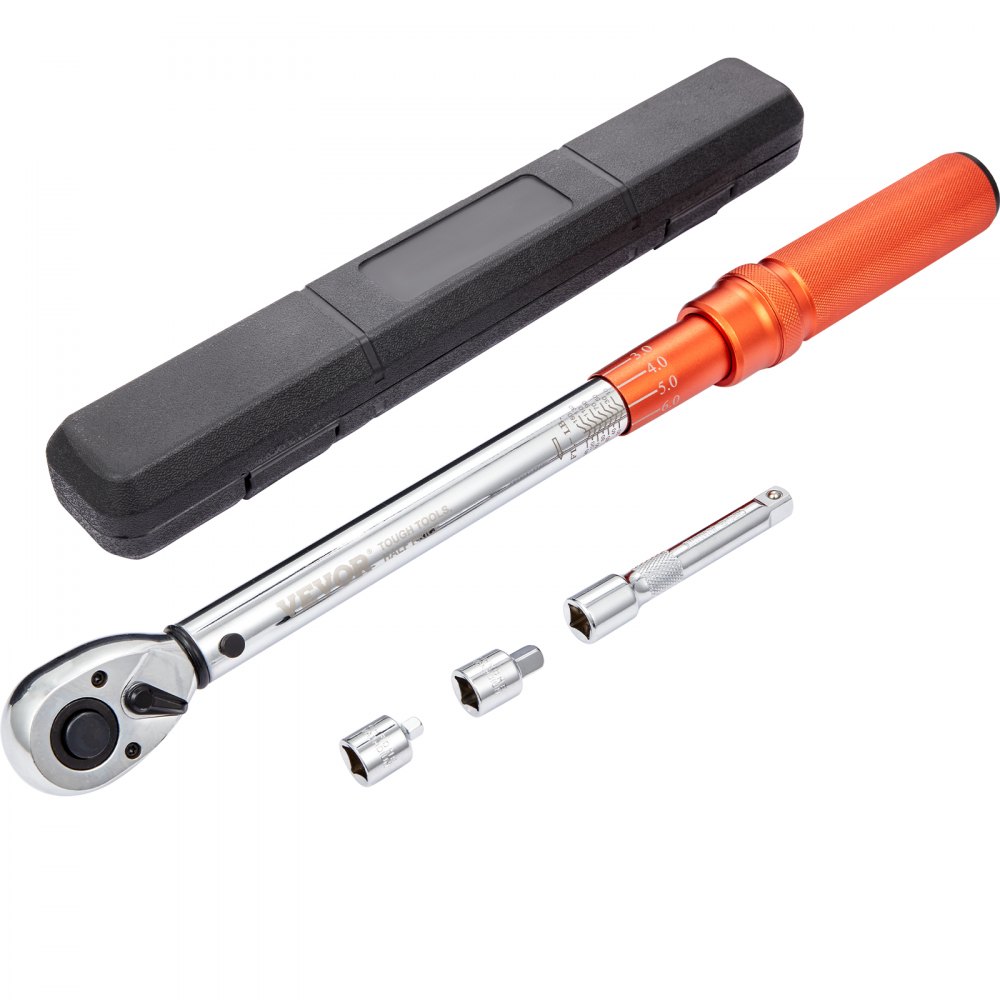 VEVOR Torque Wrench, 1/2-inch Drive Click Torque Wrench 10-150ft.lb/14-204n.m, Dual-Direction Adjustable Torque Wrench Set, Mechanical Dual Range Scales Torque Wrench Kit with Adapters Extension Rod - DJSNLBSKDSSZNLNIVV0
