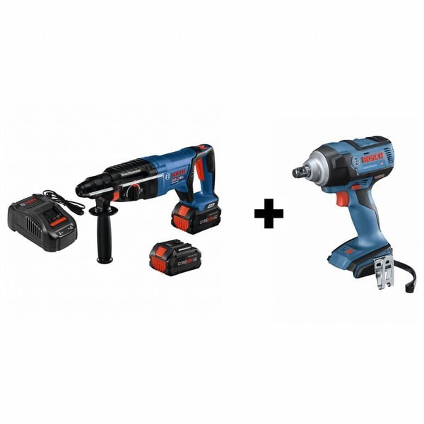 Bosch Cordless Tool Combination Kit, 18V - GBH18V-26DK24 + GDS18V-221N