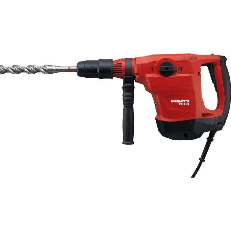 Martillo rotativo Hilti TE 60-AVR SDS-Max de 120 voltios y 13 amperes con sistema de eliminación de polvo, kit de sistema de eliminación de polvo, cable y broca TE-YX de 1-9/16 pulgadas - 3578573.